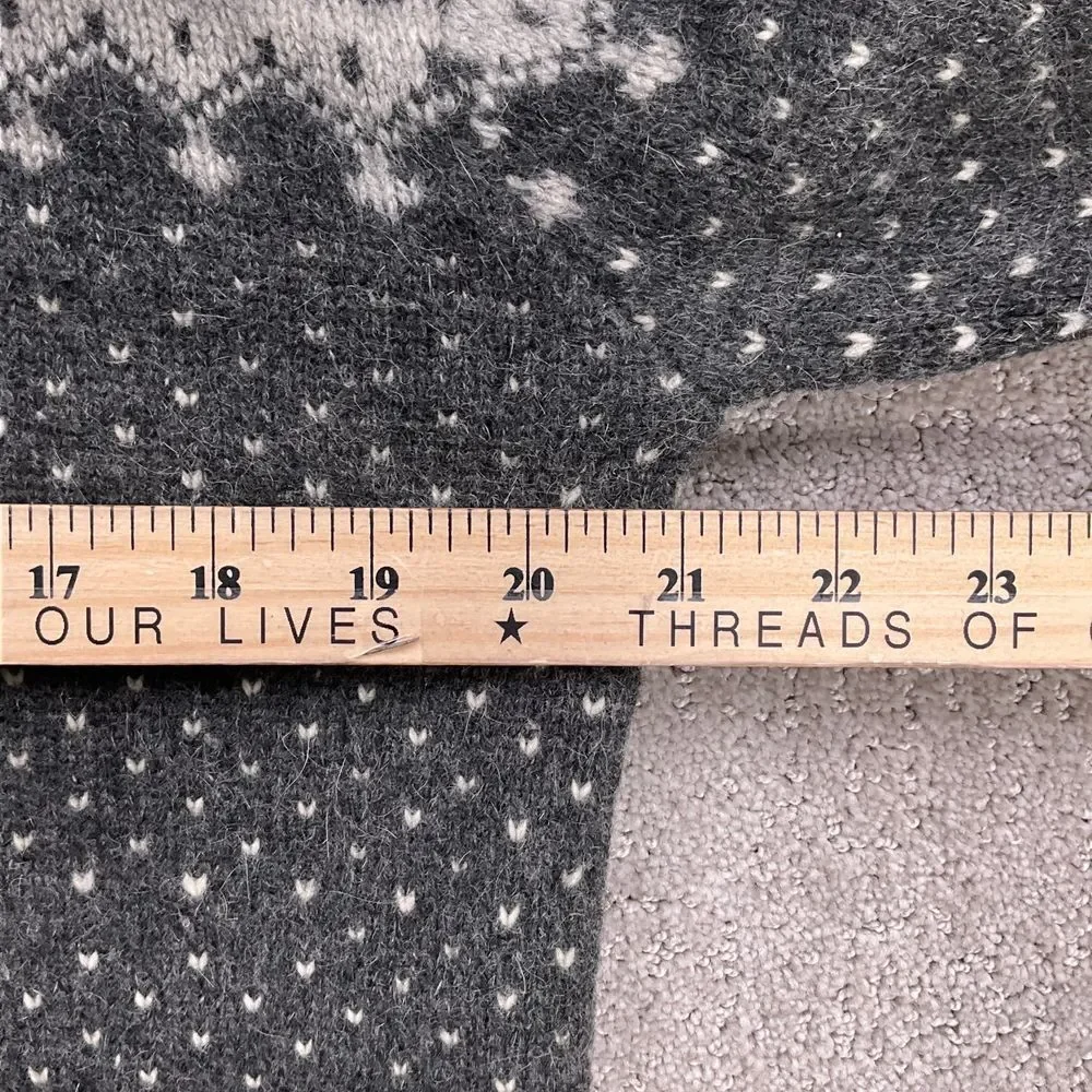 Croft & Barrow Cardigan Women Medium Beige Gray Fair‎ Isle Lambswool Winter VTG